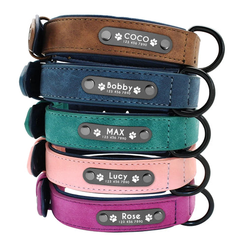 Personalized Leather Dog Collar & Leash Set - Soft, Padded, Durable