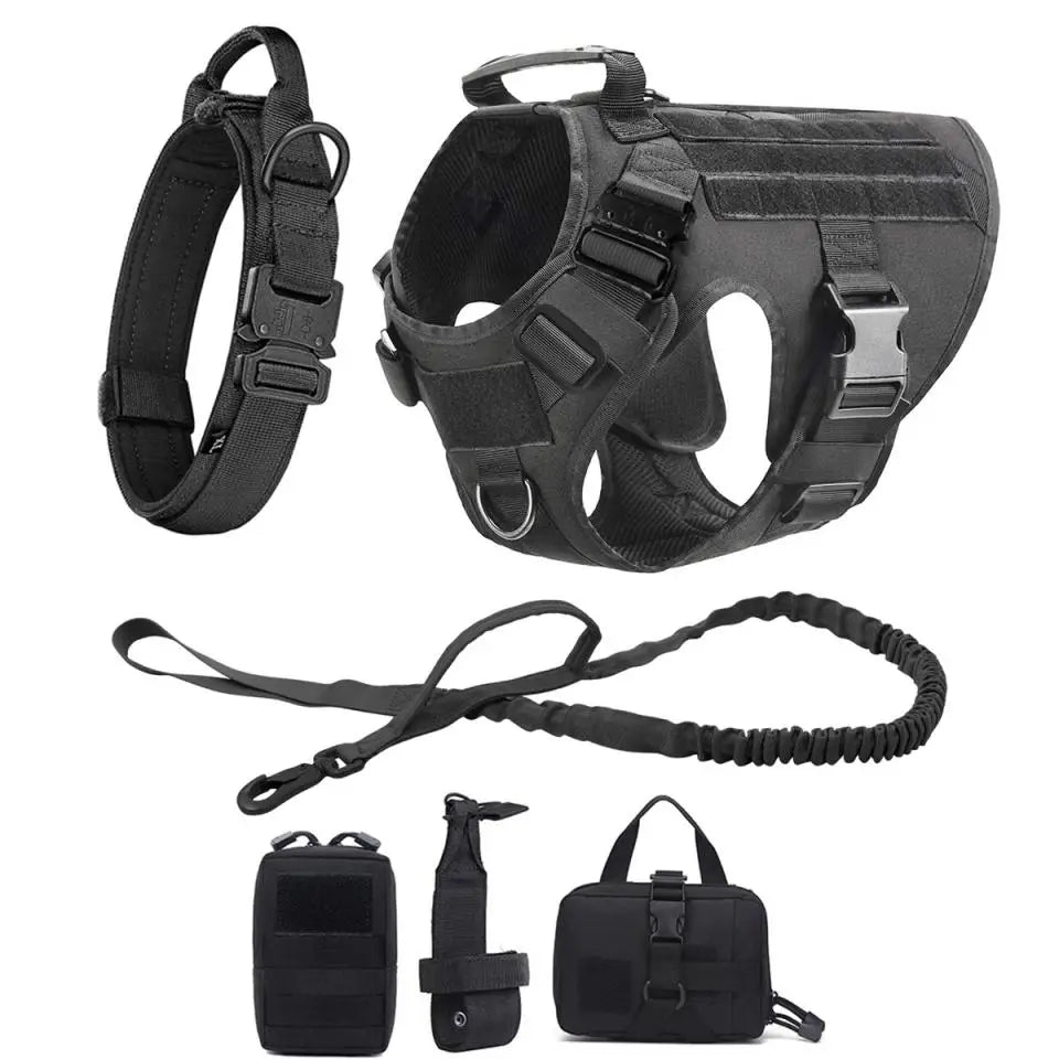 tactical dog harness set with molle pouches – training vest