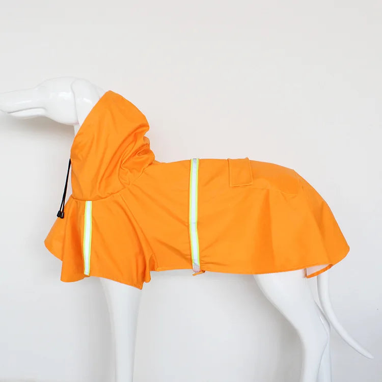 large dog waterproof hooded raincoat reflective windproof cloak style
