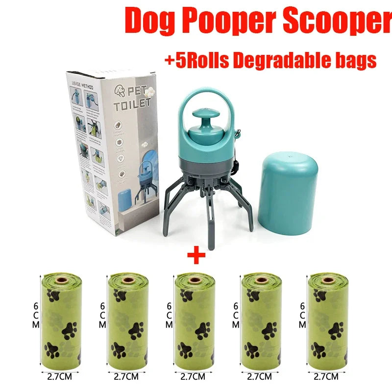 portable no-touch pooper scooper – dog waste grabber with bags