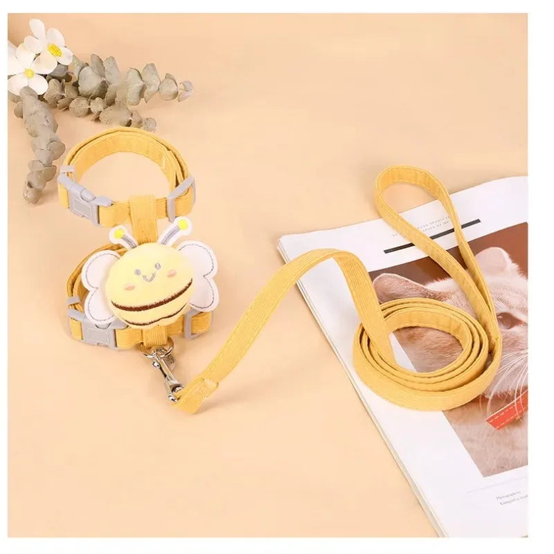 cute bee cat harness & leash set – adjustable walking vest