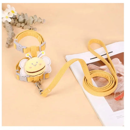 Cute Bee Cat Harness & Leash Set – Adjustable Walking Vest