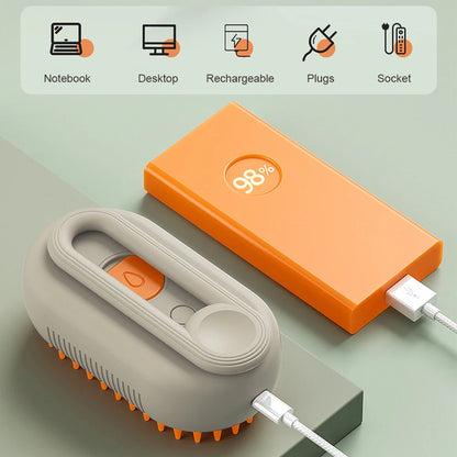 USB Rechargeable Pet Brush with Electric Water Spray – Comb