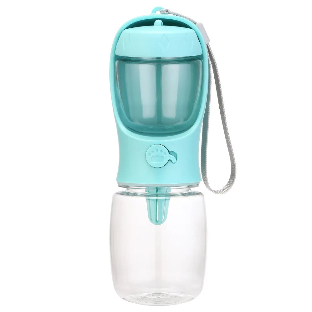 portable pet water bottle with food dispenser – travel cup