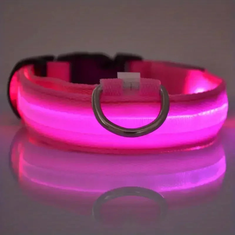 led glow dog collar - battery-powered night walking safety collar