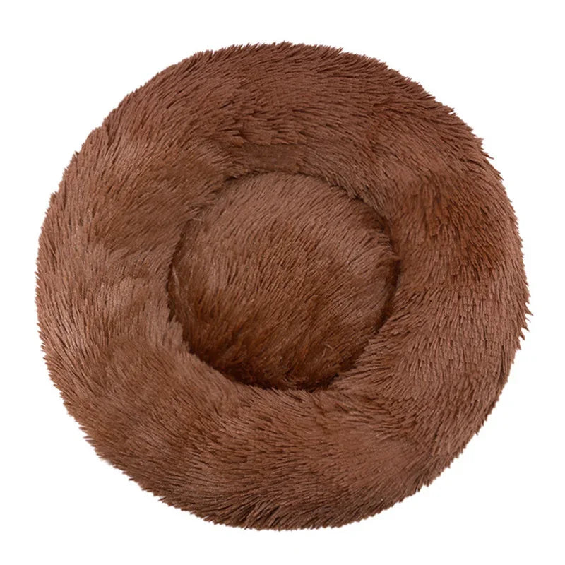 soft plush round pet bed for dogs & cats, 6 sizes, machine washable