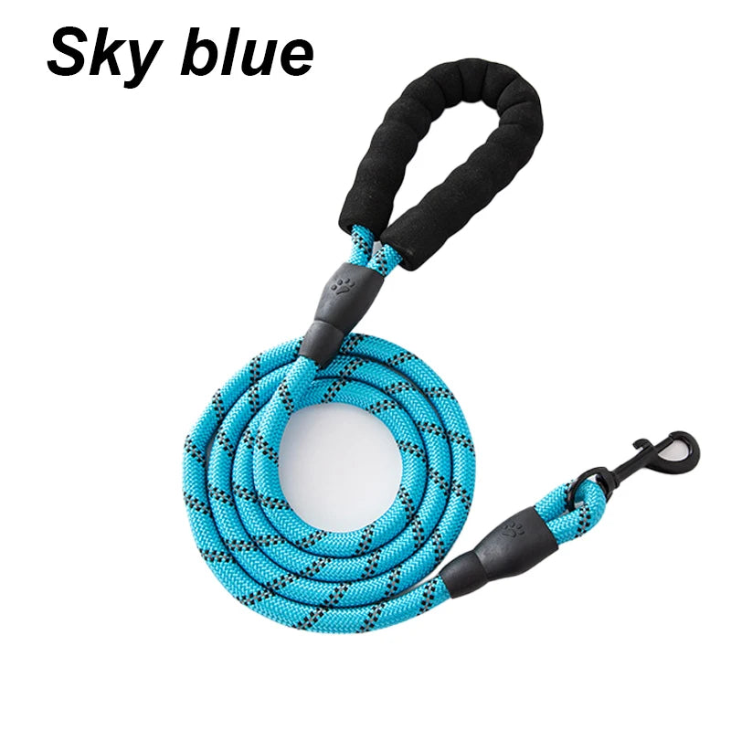 reflective nylon dog leash – padded no-slip handle, adjustable fit