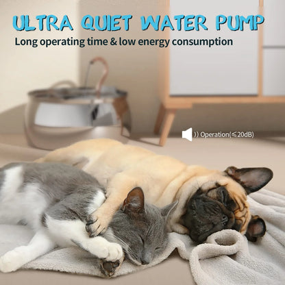 4L Stainless Steel Automatic Pet Water Fountain Quiet Filter for Cats