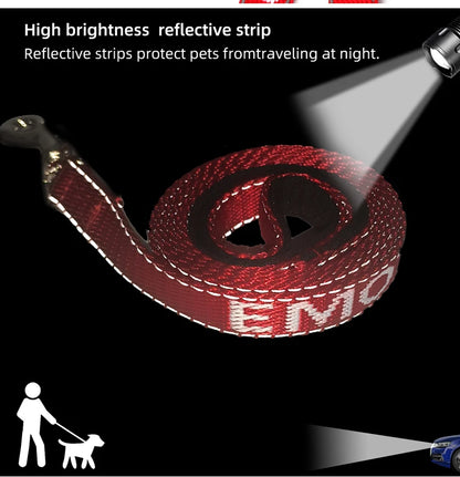 Red Reflective Padded Dog Leash for Outdoor Walking and Running Sport