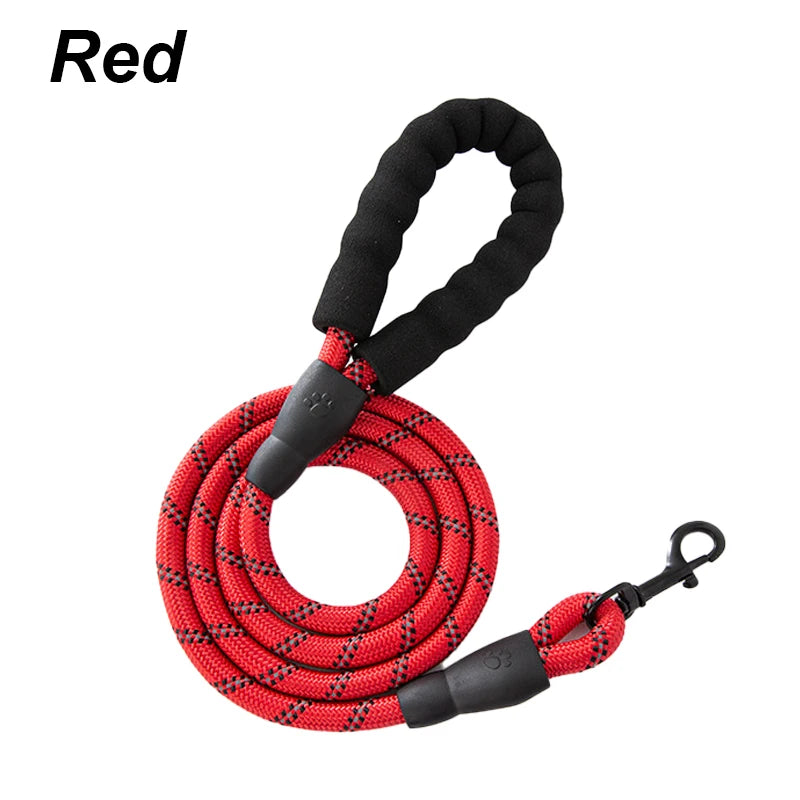 reflective nylon dog leash – padded no-slip handle, adjustable fit