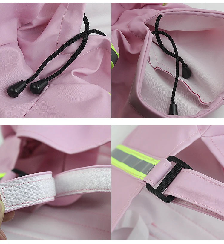 large dog waterproof hooded raincoat reflective windproof cloak style