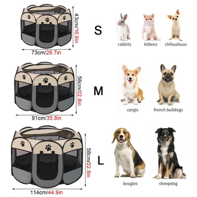 Foldable Pet Tent Playpen - Octagonal Outdoor Fence for Dogs & Cats