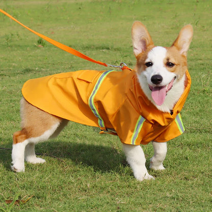 Large Dog Waterproof Hooded Raincoat Reflective Windproof Cloak Style