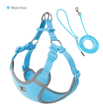 Reflective Adjustable Pet Harness & Leash Set for Small/Medium Dogs