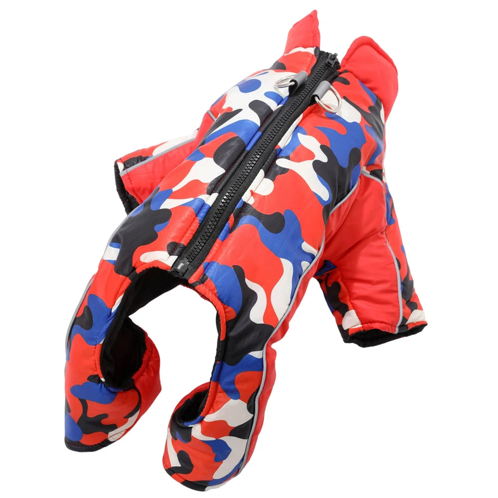 warm waterproof pet jumpsuit with d-ring, reflective winter dog & cat coat