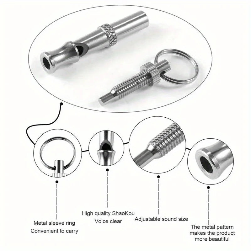 adjustable pitch dog whistle with keychain – training & recall