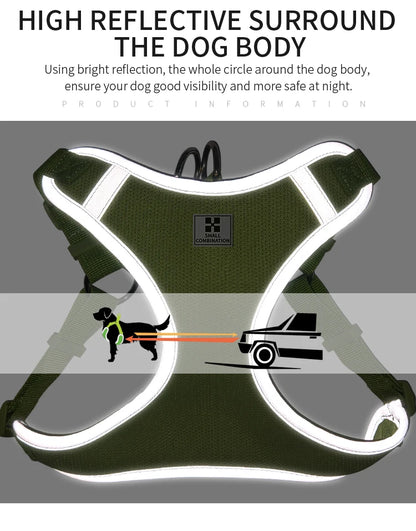 Reflective Adjustable Pet Harness & Leash Set for Small/Medium Dogs