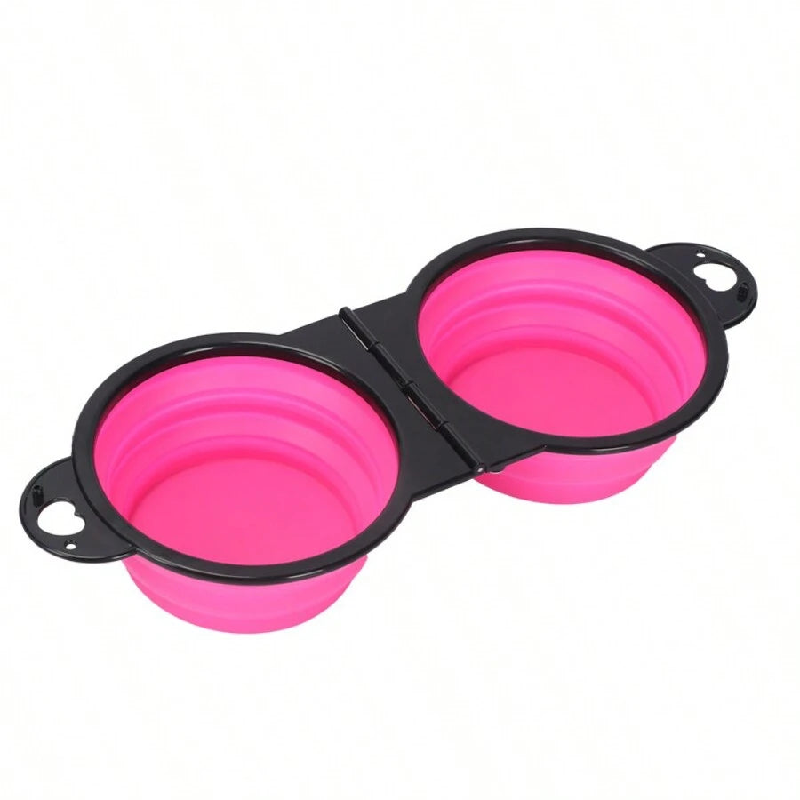 zhuoji 2-in-1 foldable dual bowl – portable travel feeding set