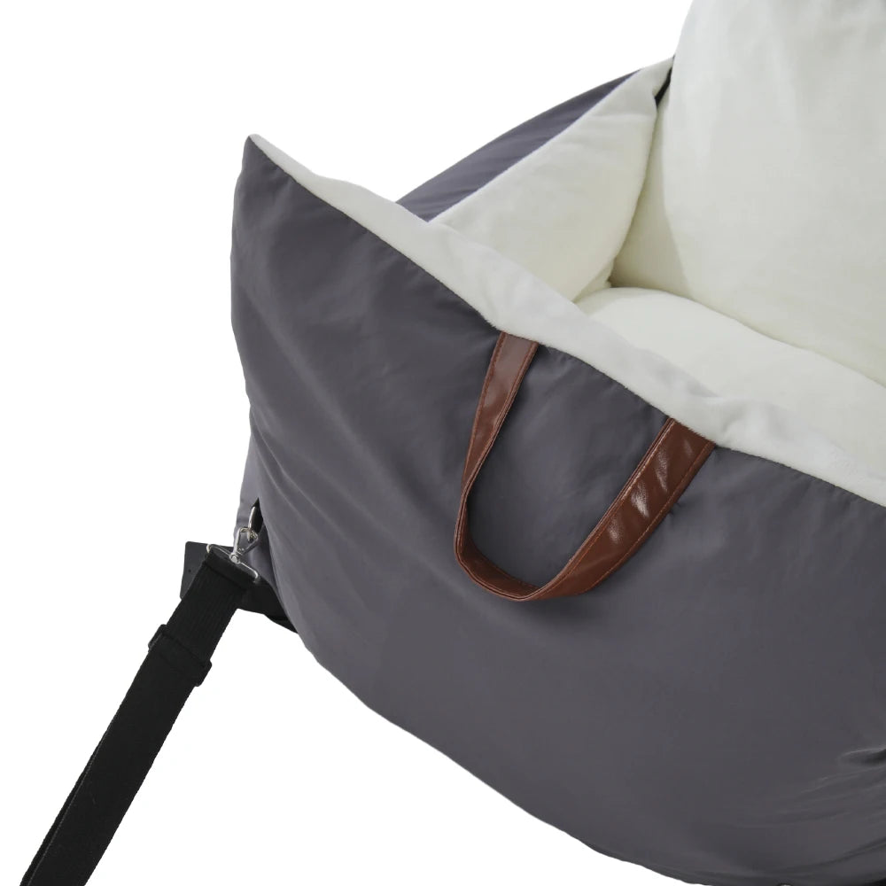 plush pet car seat bed for cats & puppies with safety buckle and strap
