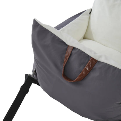 Plush Pet Car Seat Bed for Cats & Puppies with Safety Buckle and Strap