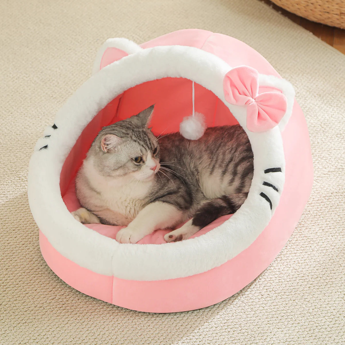 cozy cave cat bed – warm plush tent for deep, comfortable sleep