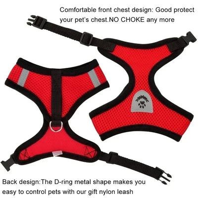 Adjustable Mesh Vest Harness & Leash - Breathable for Cats & Dogs