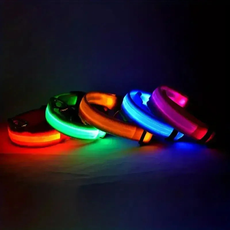 led glow dog collar - battery-powered night walking safety collar