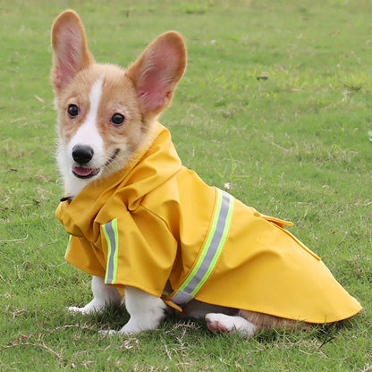 Large Dog Waterproof Hooded Raincoat Reflective Windproof Cloak Style