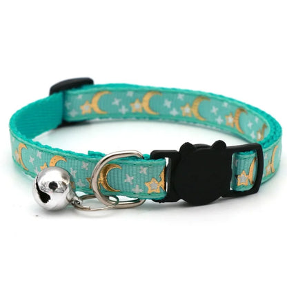Adjustable Pet Collar with Bell - Colorful Paw Print for Cats & Puppies
