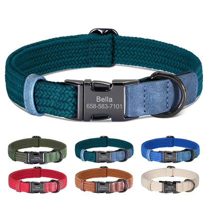Custom Engraved Nylon Dog Collar for Small, Medium, and Large Dogs
