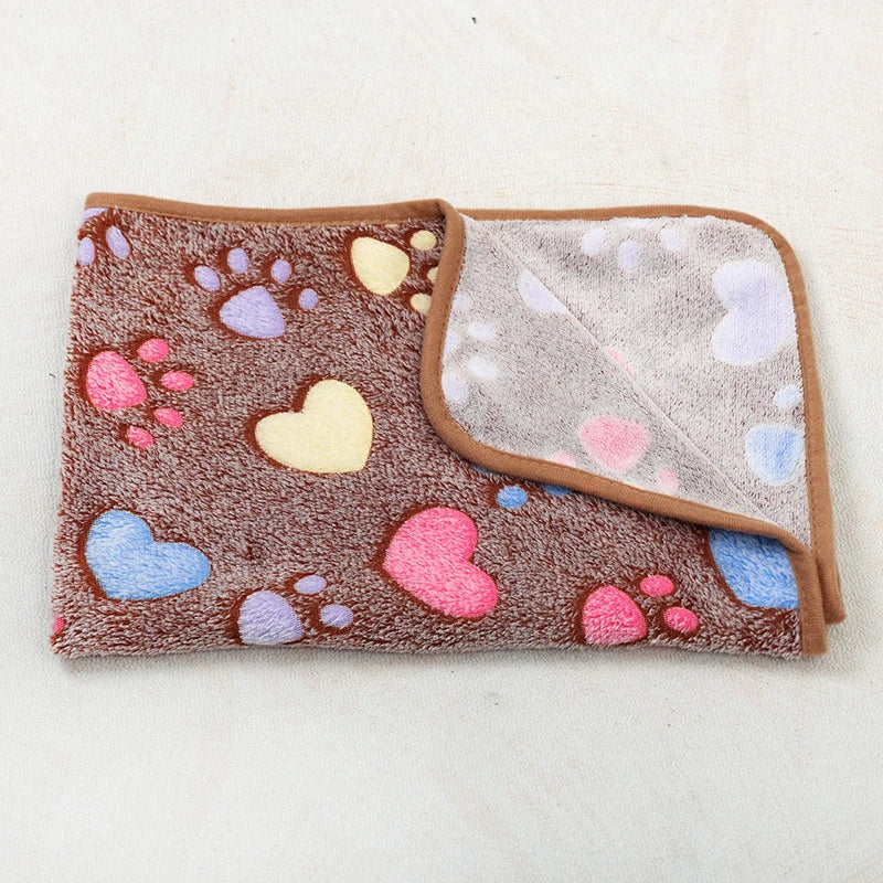 soft fluffy paw print pet blanket for puppies and cats warm flannel mat