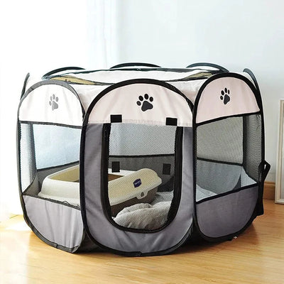 Foldable Pet Tent Playpen - Octagonal Outdoor Fence for Dogs & Cats