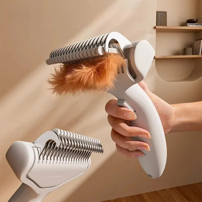 Curved Stainless Steel Pet Deshedding Brush for Dogs & Cats, Grooming