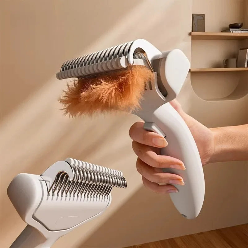 curved stainless steel pet deshedding brush for dogs & cats, grooming