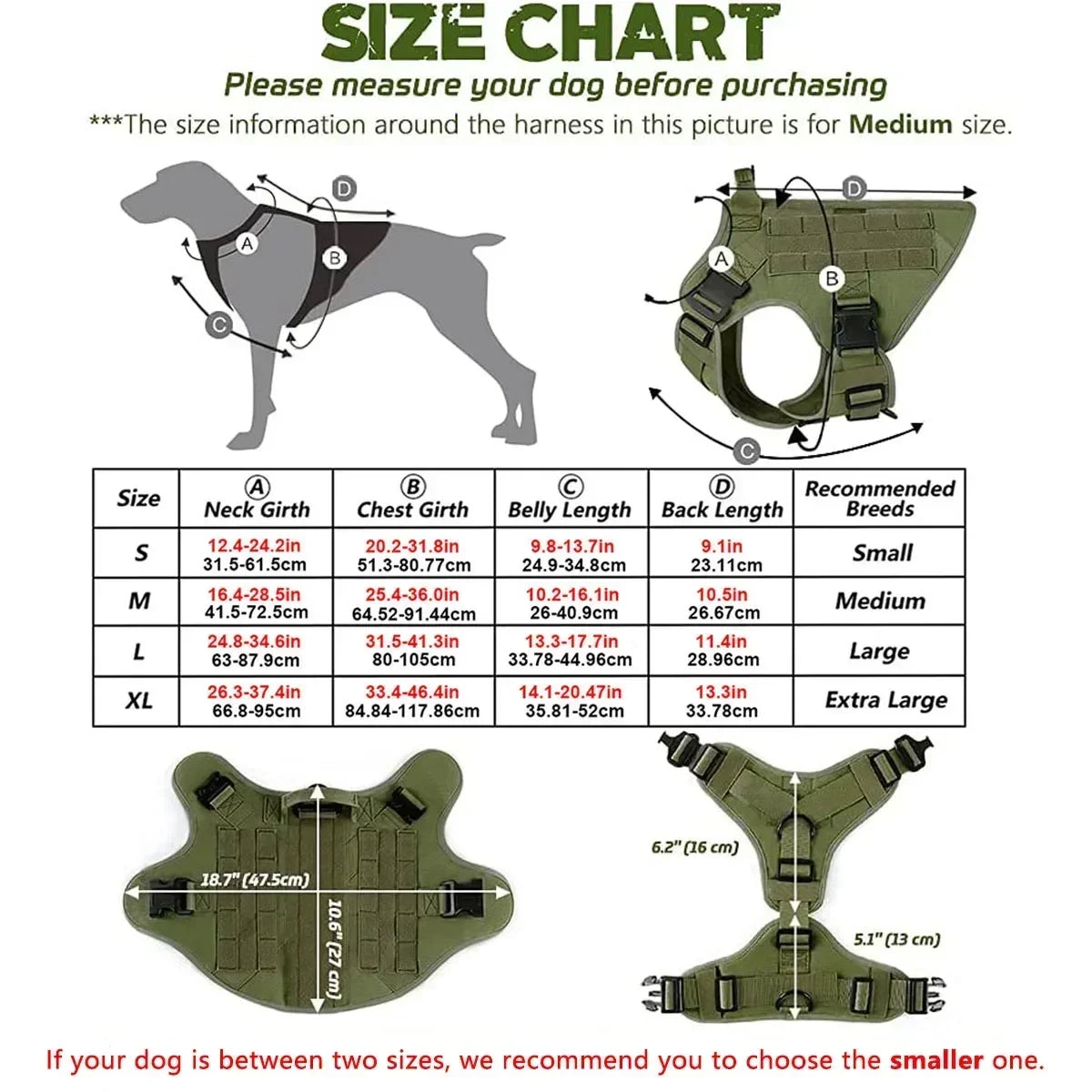 tactical dog harness set with molle pouches – training vest