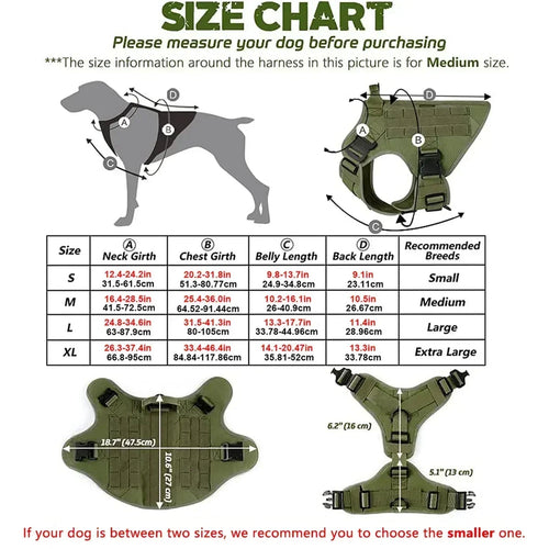 Tactical Dog Harness Set with MOLLE Pouches – Training Vest