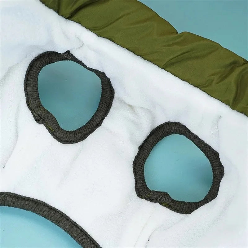 winter dog jacket with built-in harness – warm splash-proof coat