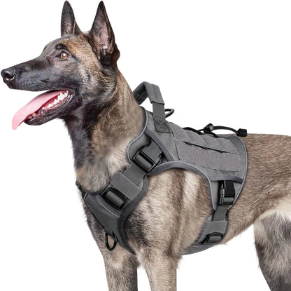 Adjustable No-Pull Tactical Dog Harness with Handle, Reflective Trim