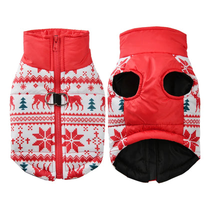 Warm Christmas Dog Jacket with D-Ring for Small and Medium Dogs