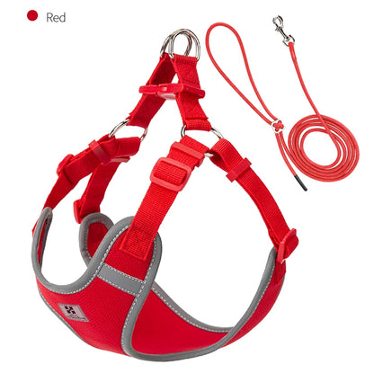 Reflective Adjustable Pet Harness & Leash Set for Small/Medium Dogs