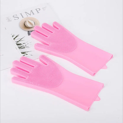 Silicone Pet Bathing Gloves – Shampoo Scrubber Hair Remover