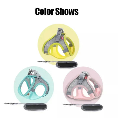 Breathable Mesh Pet Harness with Reflective Safety Stitching Set
