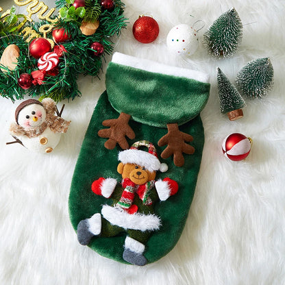Flannel Christmas Puppy and Cat Hoodie for Small and Medium Pets