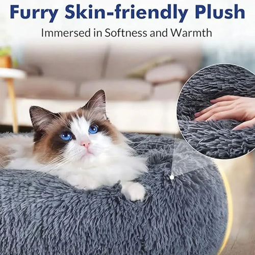 Soft Plush Round Pet Bed for Dogs & Cats, 6 Sizes, Machine Washable