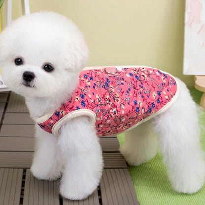 Floral Winter Pet Coat for Puppies and Cats Warm Plush Jacket