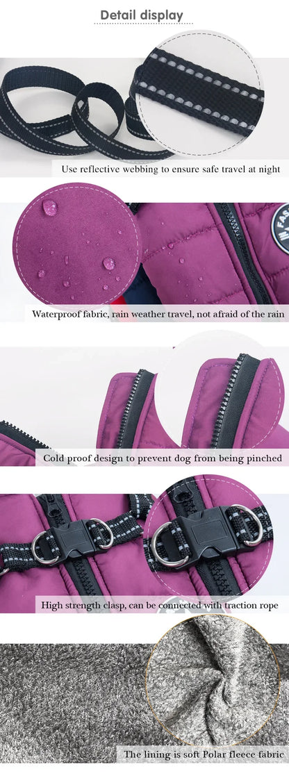 Winter Dog Jacket with Built-In Harness – Warm Splash-Proof Coat