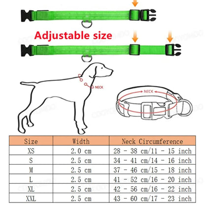 3 Modes Rechargeable LED Dog Collar - Adjustable Night Safety Glow Collar