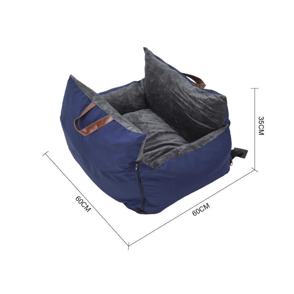 plush pet car seat bed for cats & puppies with safety buckle and strap