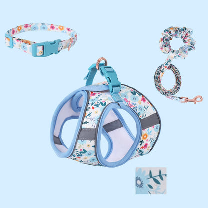 Soft Puppy Harness, Leash & Collar Set – Adjustable Pet Vest Set