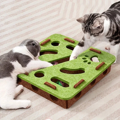 Interactive Felt Cat Puzzle Toy – Maze Tunnel with Bell Ball